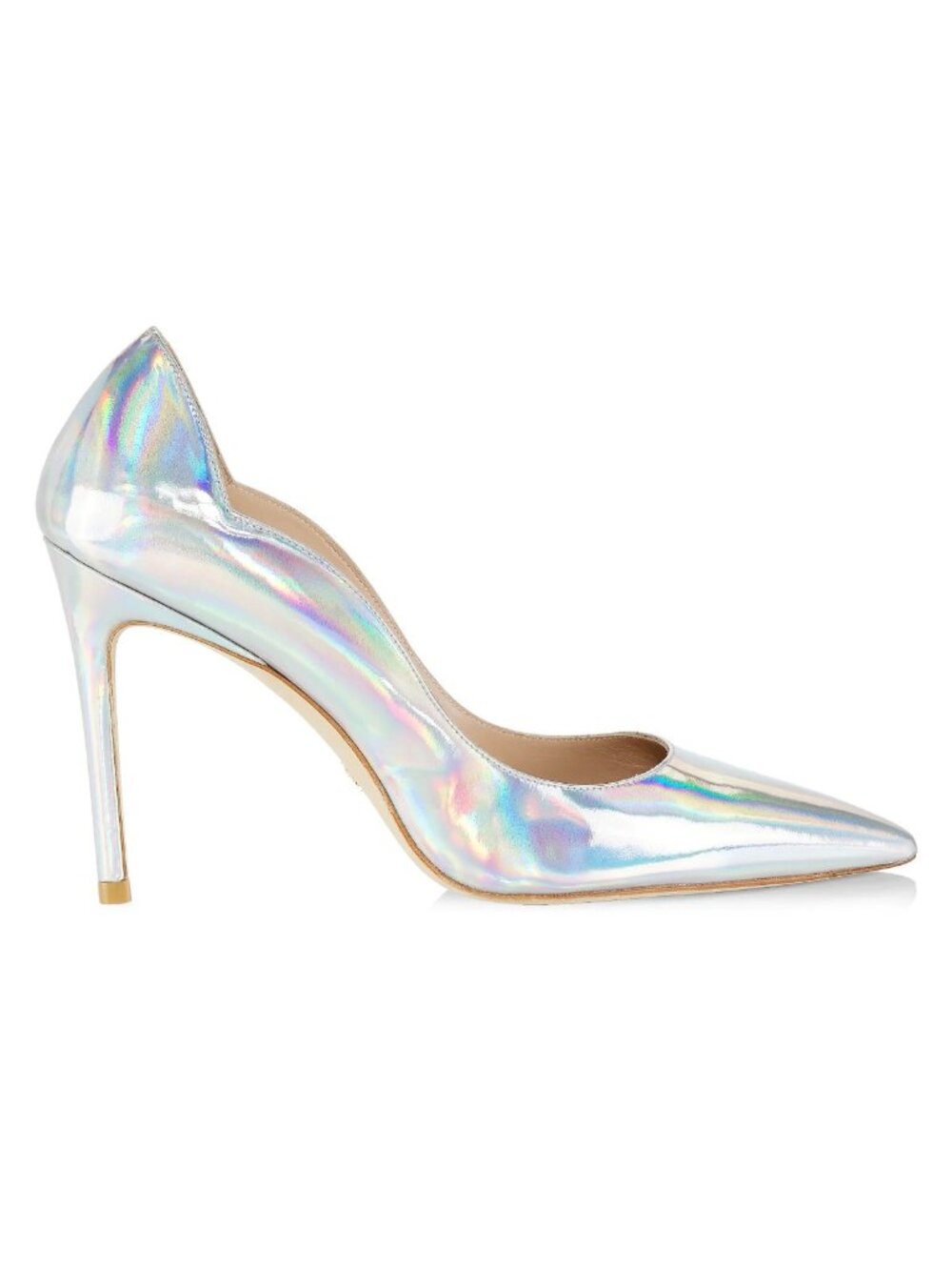 $550 STUART WEITZMAN Stuart 100 Scallop Iridescent Leather HEEL Pumps 6.5 (DD18)